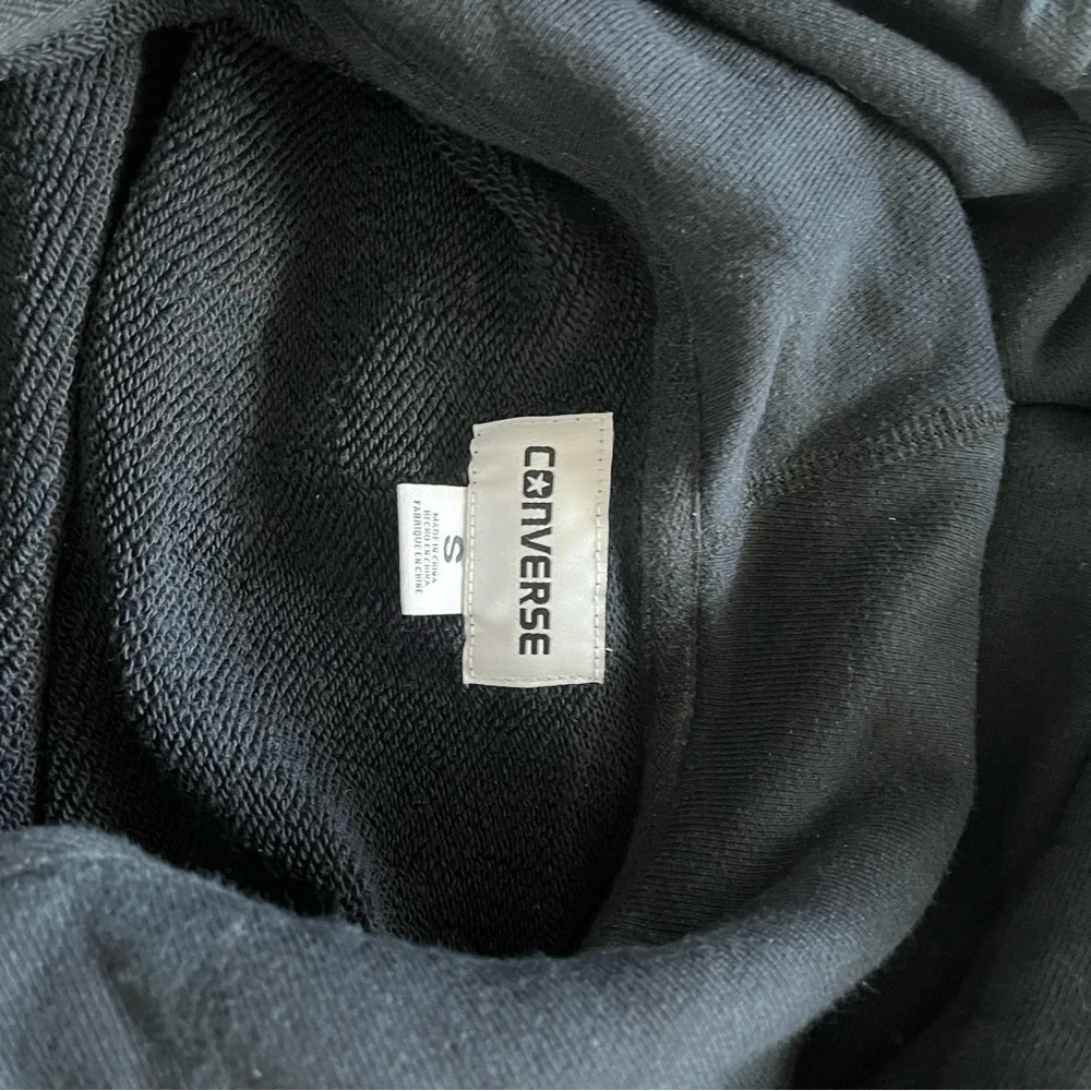 FRAGMENT x CONVERSE sz S Black Pullover Fleece Hoodie Long Sleeve Bolt - Picture 4 of 9